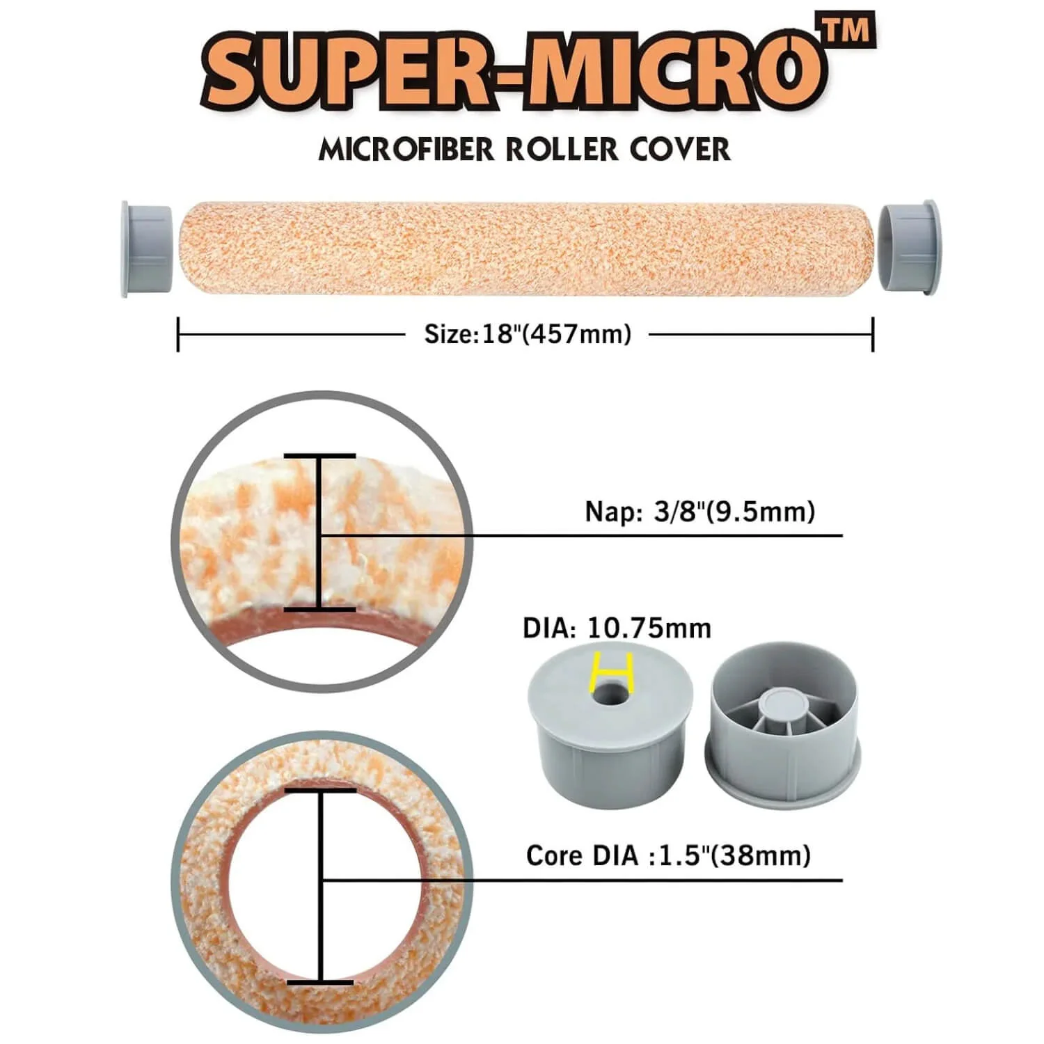 Комплект ролки Rollingdog Super-Micro 3 бр. 457 мм 9.5 мм косъм за 10 мм свод микрофибър - Image 3